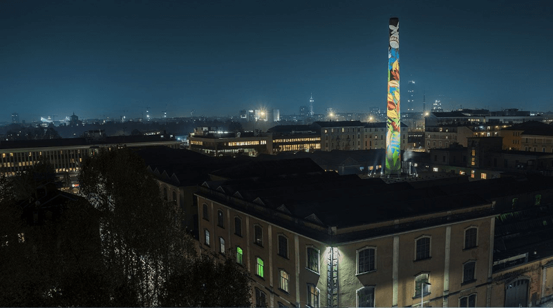 Fratelli Branca-skorsteinen med gatekunst