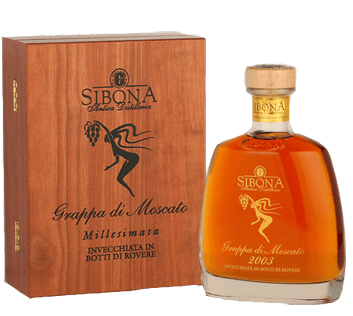 Grappa Riserva di Moscato Millesimata in Holzkiste - Sibona