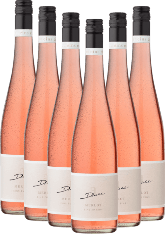 6er Vorteils-Weinpaket - Merlot Rosé eins zu eins feinherb - A. Diehl
