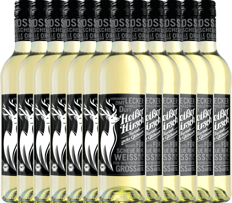 12er Vorteilspaket - Weißer Bio-Glühwein - Heißer Hirsch