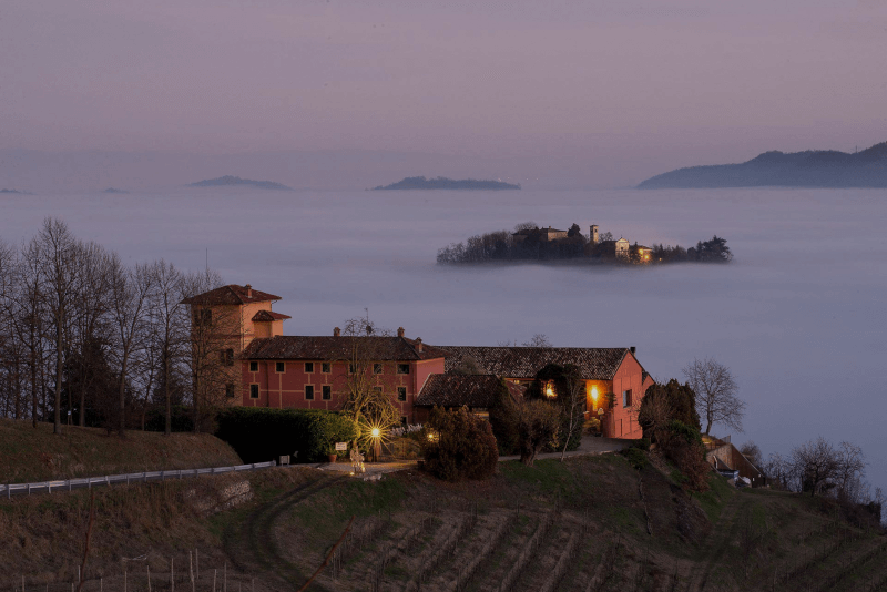 Das Weingut im Morgennebel