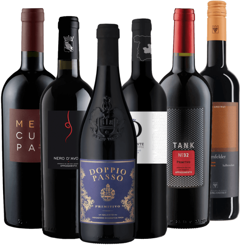 6-pakning vinterpakke – halvtørre rødviner for den kalde årstiden