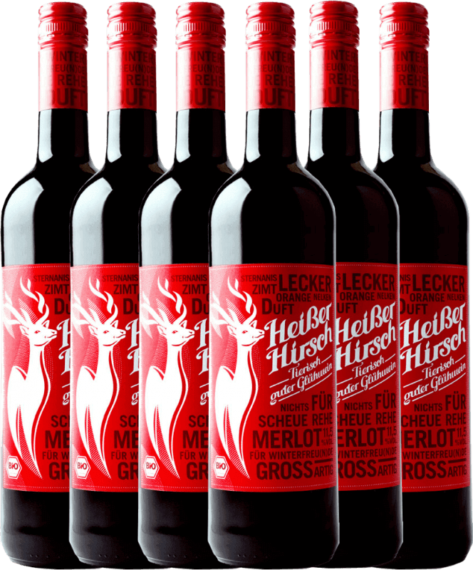 6er Vorteilspaket - Roter Bio-Glühwein - Heißer Hirsch