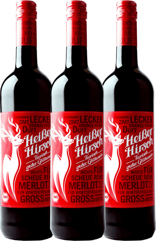3er Vorteilspaket - Roter Bio-Glühwein - Heißer Hirsch